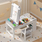 Gizoon Kids Art Table and Chairs with Removable Tabletop Storage,Toddler Craft Table and Chair Set for Drawing Studying Playing Wooden Kid Acitivity Table in Playroom Kids Room Living Room, Gray