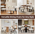 Dining Chairs Set of 6, Fabric Upholstered Wood Kitchen Chairs, Armless Linen Curved Backrest Accent Chair Farmhouse Modern Dining Chairs with Foot Pad for Kitchen/Living Room/Restaurant/Cafe-Beige