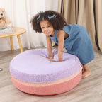 MOMCAYWEX Macaron Bean Bag Chair for Kids and Teens, Medium Bean Bag Sofa with Memory Foam Filling, 27.5"×27.5"×13.5", Purple and Red