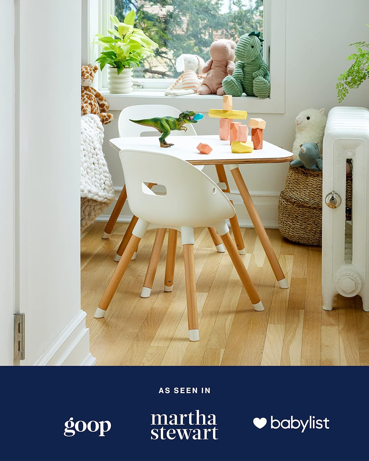 Lalo The Play Kit - Kids Table and Chairs Set - Toddler Activity Table for Playroom, Snack Time, Arts & Crafts - Easy to Clean - Coconut/Coconut