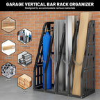 Vertical Bar Rack 1500 LB Capacity, 4 Bays Storage Rack 47" W x 24" D x 60" H, Long Parts Metal Rack, Lumber Conduit Pipe Storage Rack for Garage Storage, Black
