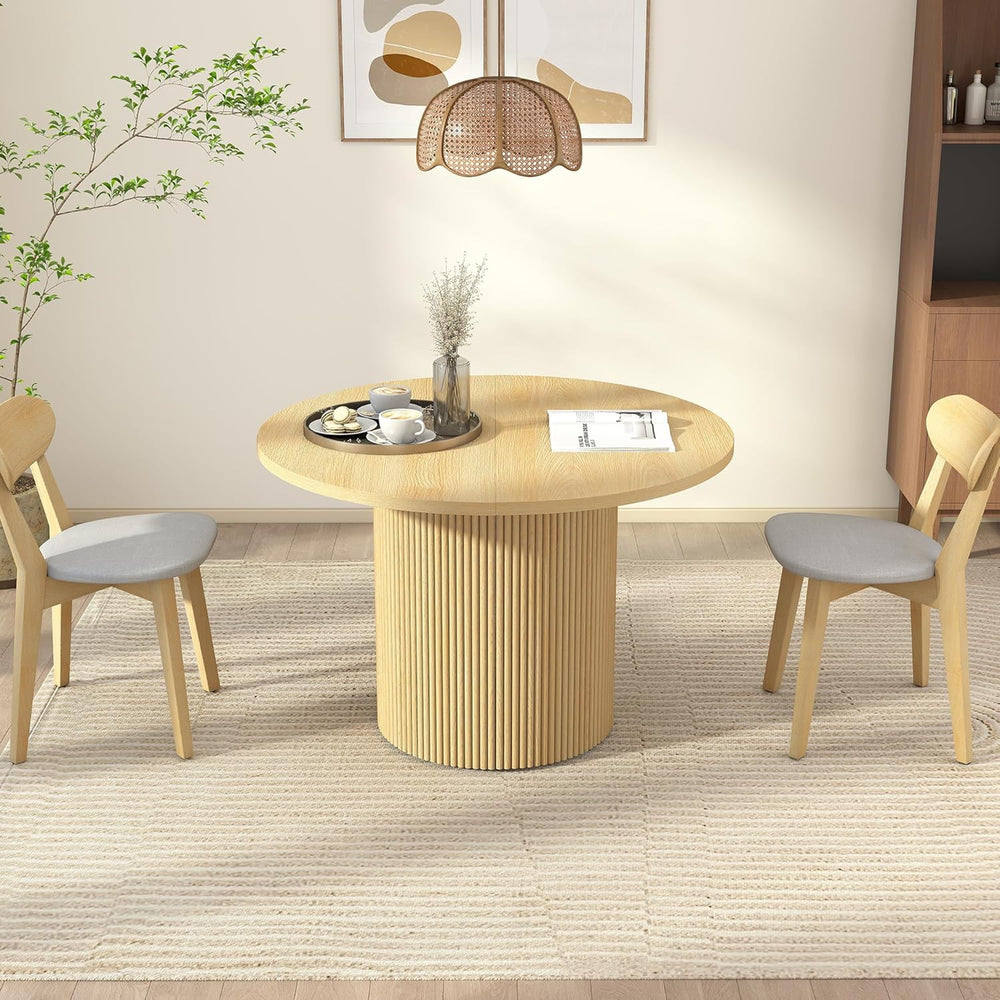 Extendable Dining Table 41–78 Inch, Round to Oval Expandable Kitchen Table fo...