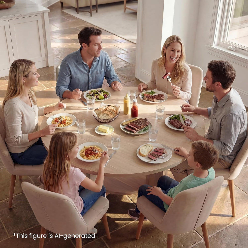 ModernMate 47 Inches Round Dining Table for 4-6 People, Wood Circle Kitchen T...