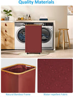 efluky Laundry Basket with Wheels, Tall Rolling Laundry Hamper with Lid and Removable Bag, Aesthetic Dirty Clothes Hamper on Wheels for Laundry Room, Bedroom, Dorm and Bathroom, 100L Rose Red