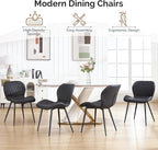 Dining Chair, Comfy Modern Dining Chairs with Thick Cushions, Upholstered Fabric Kitchen Side Chairs with Adjustable Metal Legs for Dining Room (Black)