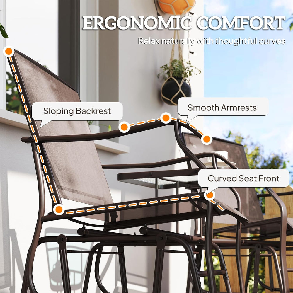 Outsunny Outdoor Glider Chair with Table 2-Seat Patio Loveseat Coffee Brown |...