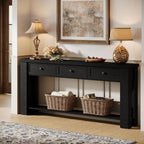 Tribesigns 70.9-Inch Long Console Table with 3 Drawers, Farmhouse Entryway Table with Storage, Rectangular Narrow Sofa Table Behind the Couch, Accent Table for Hallway, Living Room, Entry, Black