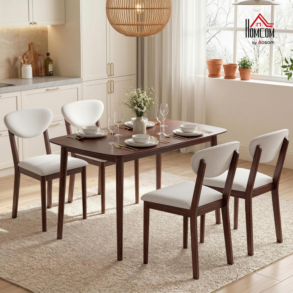HOMCOM 5-Piece Dining Table Set for 4 with Solid Wood Frame, Cream White | Ki...