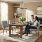 Dining Chair Set of 4, Fabric Upholstered Kitchen Side Chairs with Wooden Legs for Kitchen & Restaurant Use, LightGrey