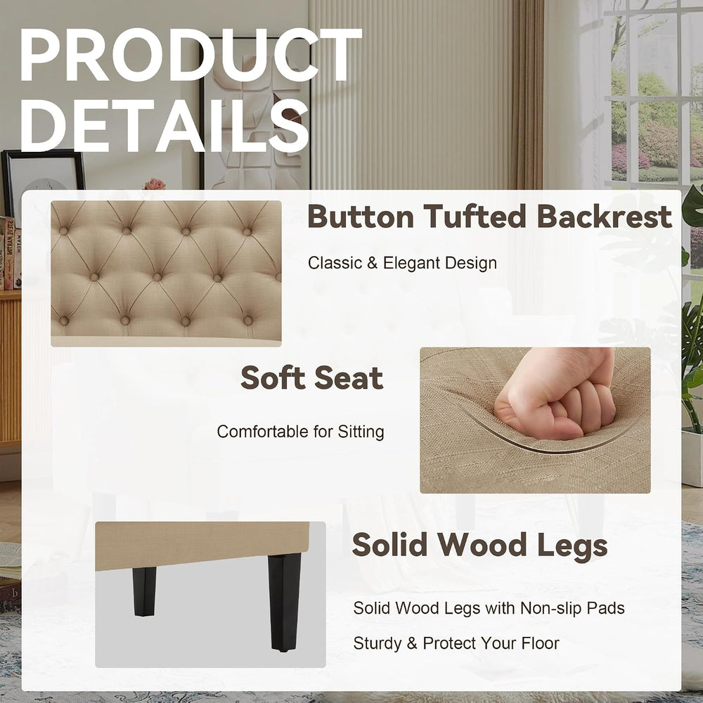Settee Bench with Back Small Loveseat for Banquette Dining Room Living Room E...