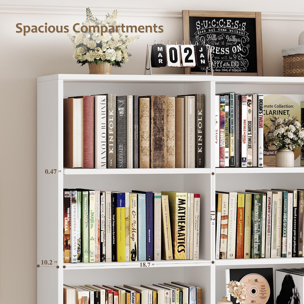 HOSTACK 71" Tall Triple Wide Bookshelf with Storage Drawers & Doors,...