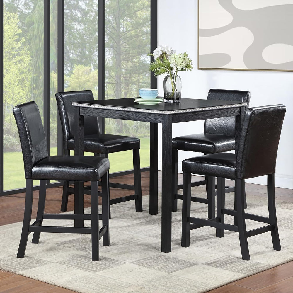 LUMISOL Dining Table Set for 4, Solid Wood Counter Height Kitchen Table Set w...
