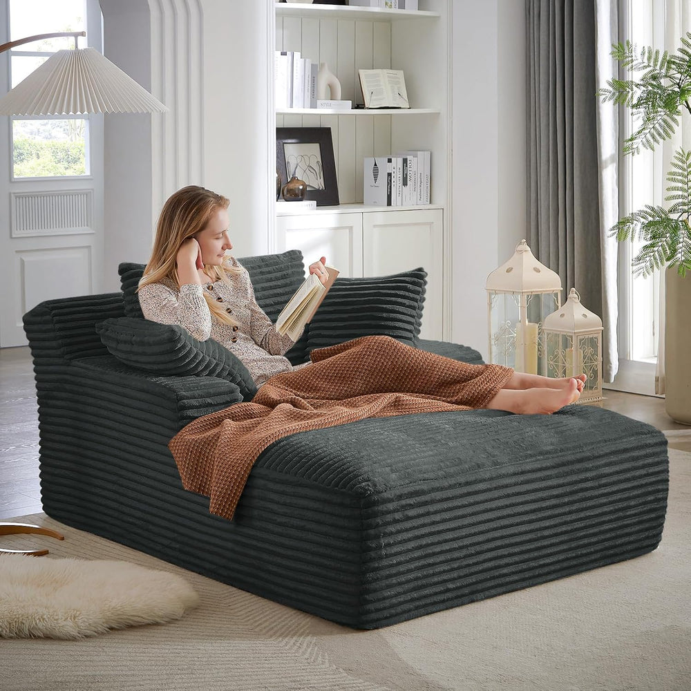 Oversized Chaise Lounge Chair Indoor,50"W Upholstered Corduroy Couch wit...