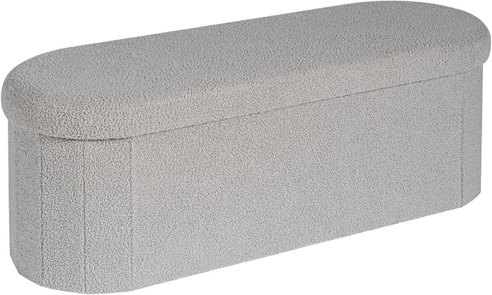 B FSOBEIIALEO 43.3" Sherpa Ottoman with Storage for Living Room, Grey