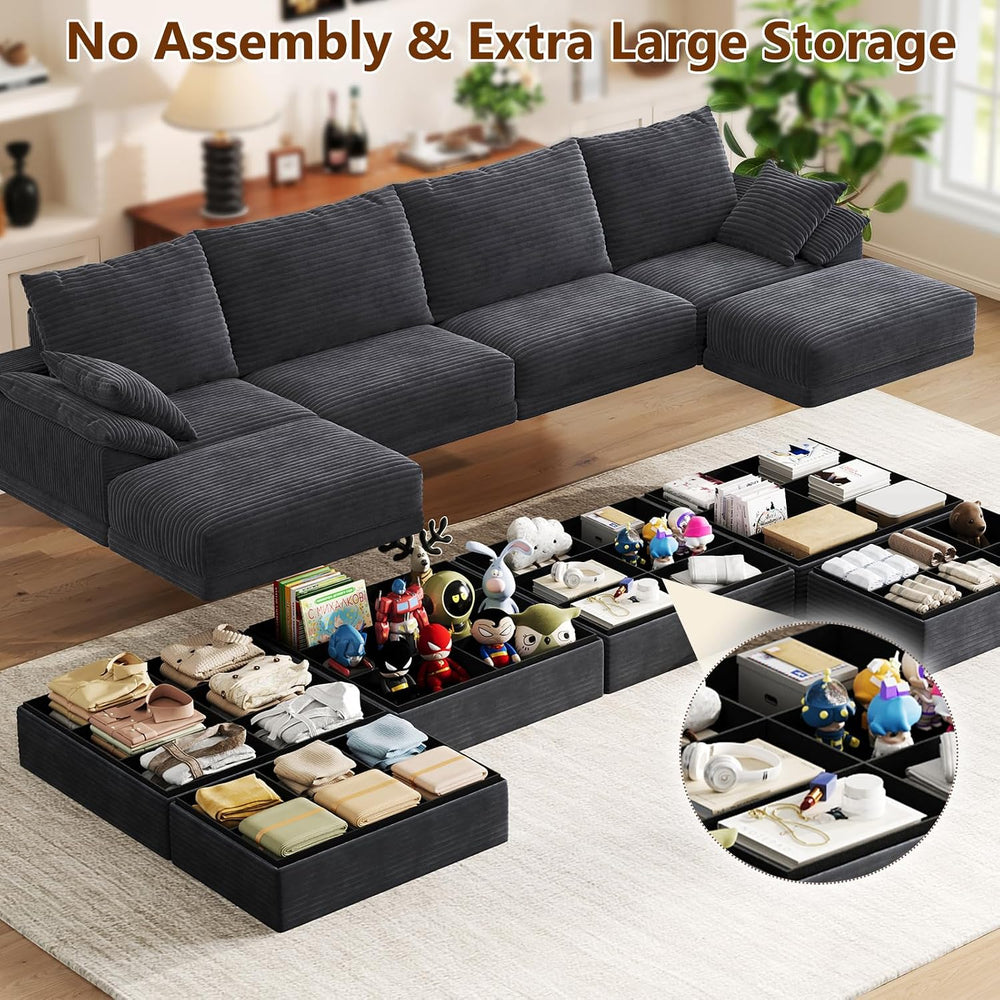 142" Modular Sectional Sofa Couch with Storage,U-Shape 4 Seat Comfy Mode...