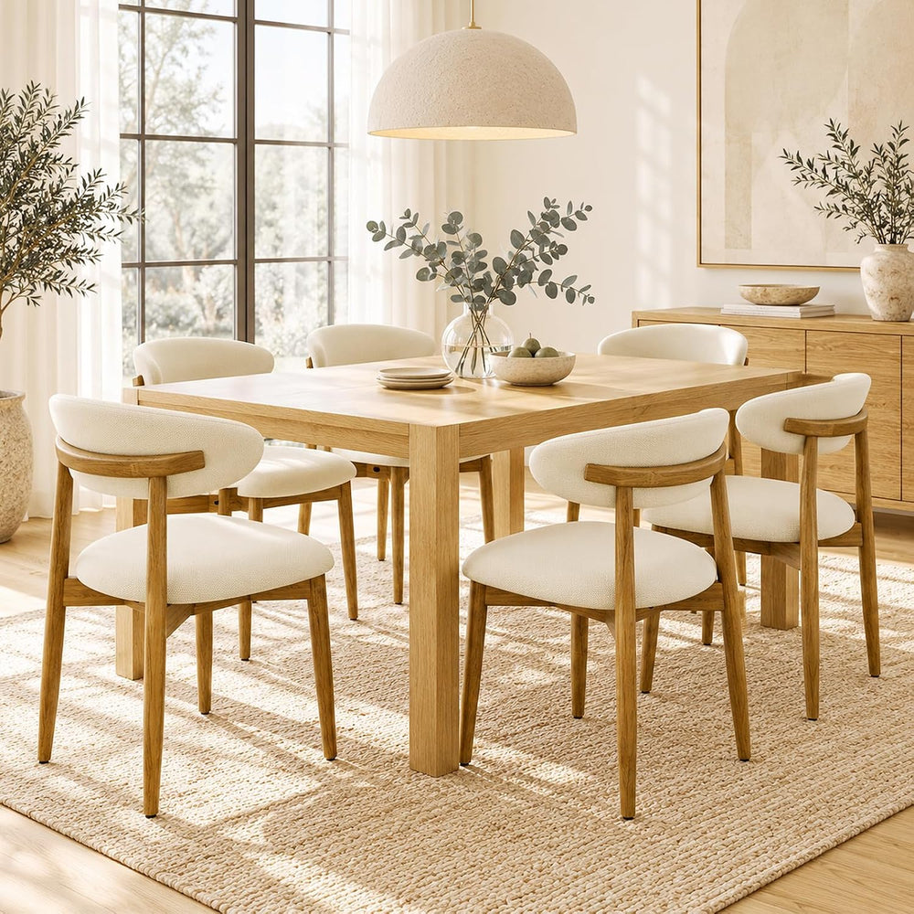 Wooden Dining Chairs Set of 4,Farmhouse Kitchen Chairs with Curved Back,Moder...