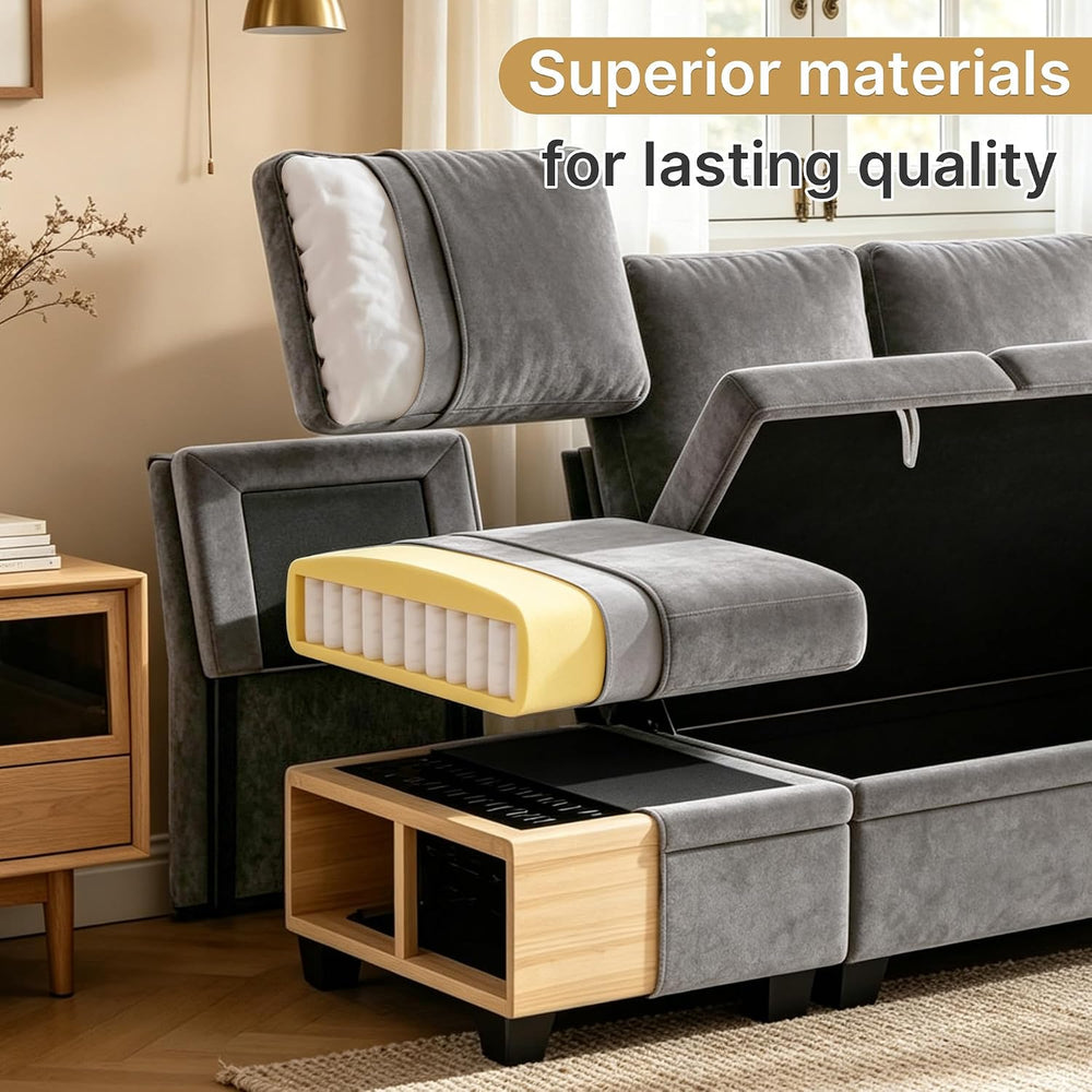 109" Sectional Sleeper 7 Sest Modular Couch Pull-Out Storage Sofa Bed | ...