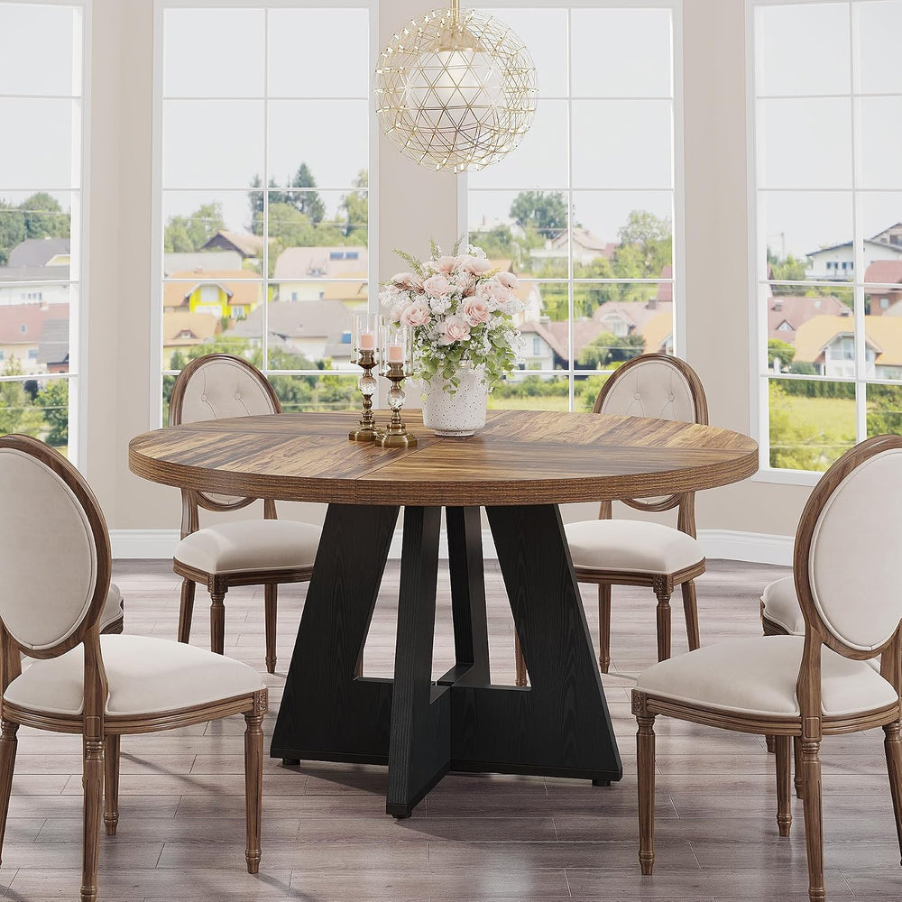Tribesigns 47 inch Round Dining Table Wood Kitchen Table for Dining Room, 47&...