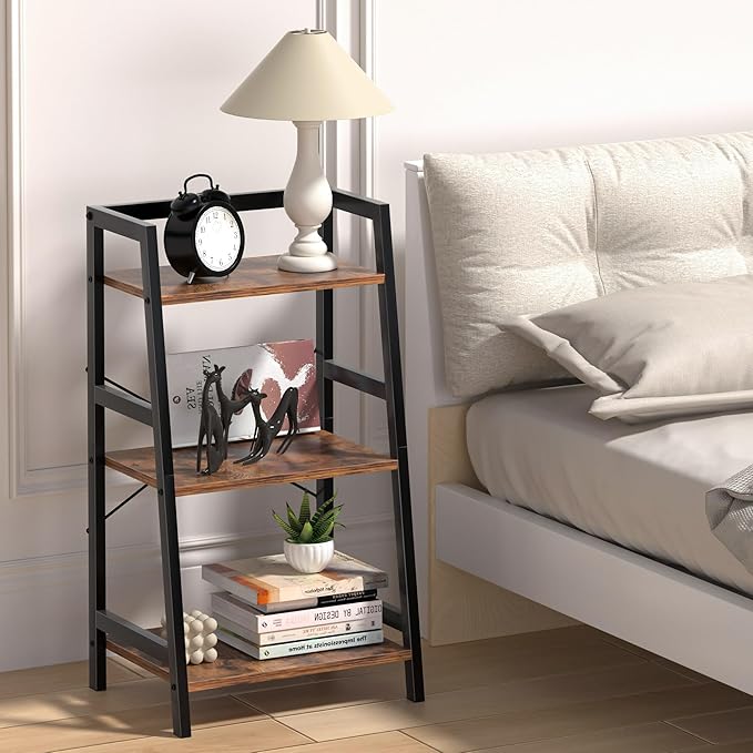 Bookshelf, Bookcase for Small Spaces, 3-Tier Shelf Bookcase, Short Shelf Storage Organizer for Living Room, Bedroom, Home Office, Kitchen, 11.8 "D x 16.5" W x 31.3 "H, Rustic Brown