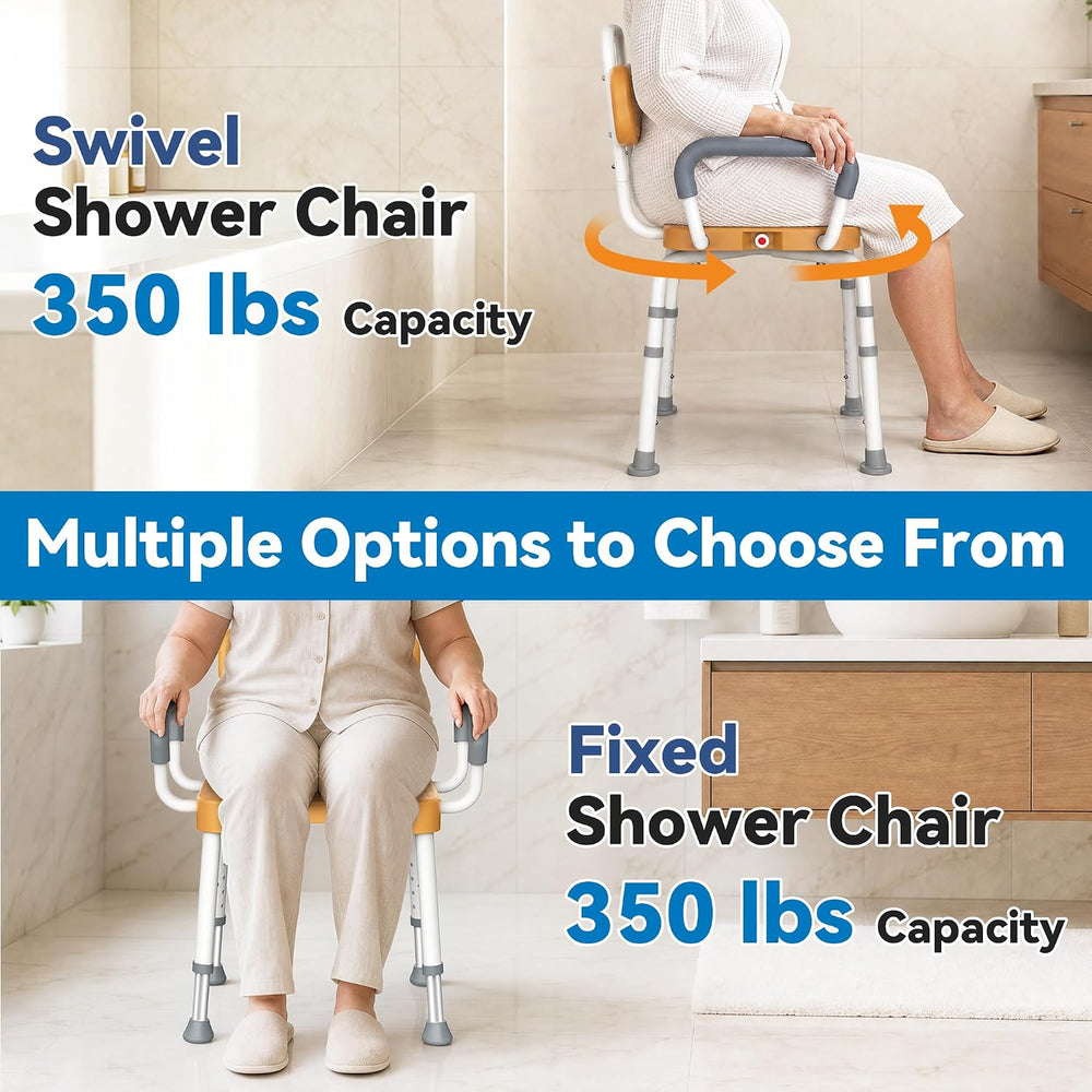 Loyoda Swivel Shower Chair with Removable Arms & Back, Fits Any Bathrooms