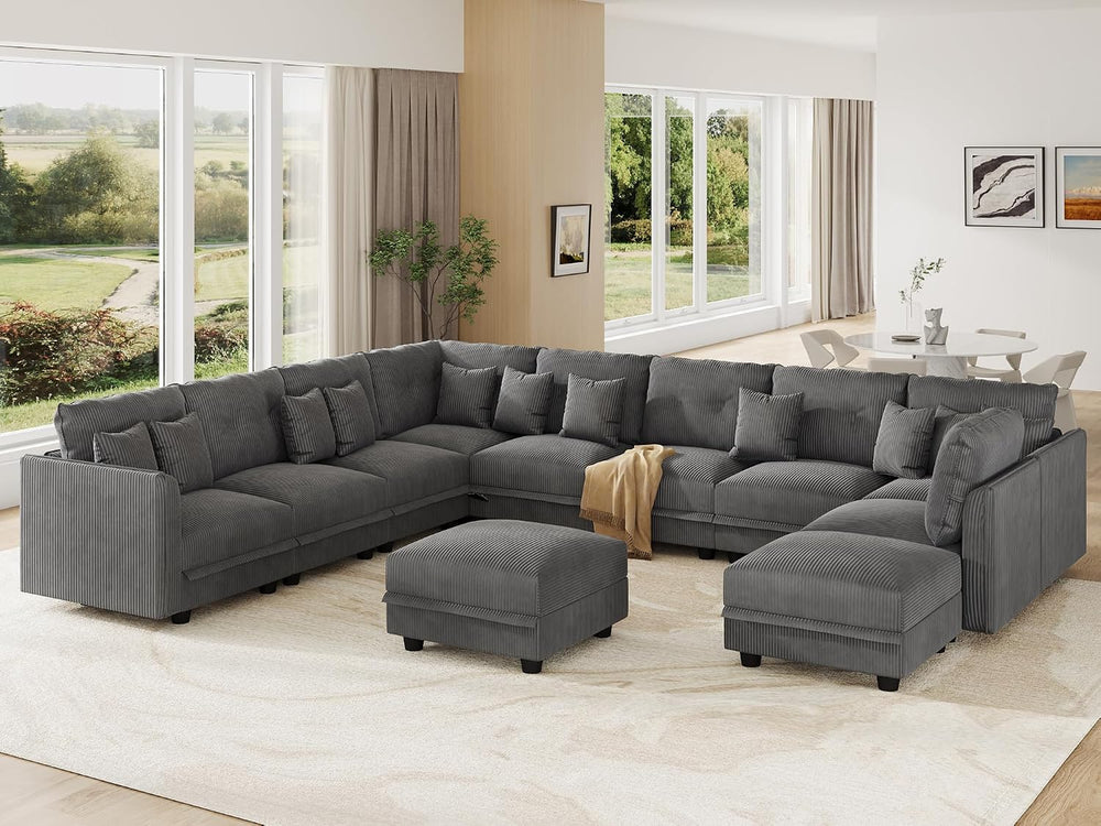 LLappuil 11-Seat Modular Sectional Sofa with Storage, Oversized V-Shaped Cord...