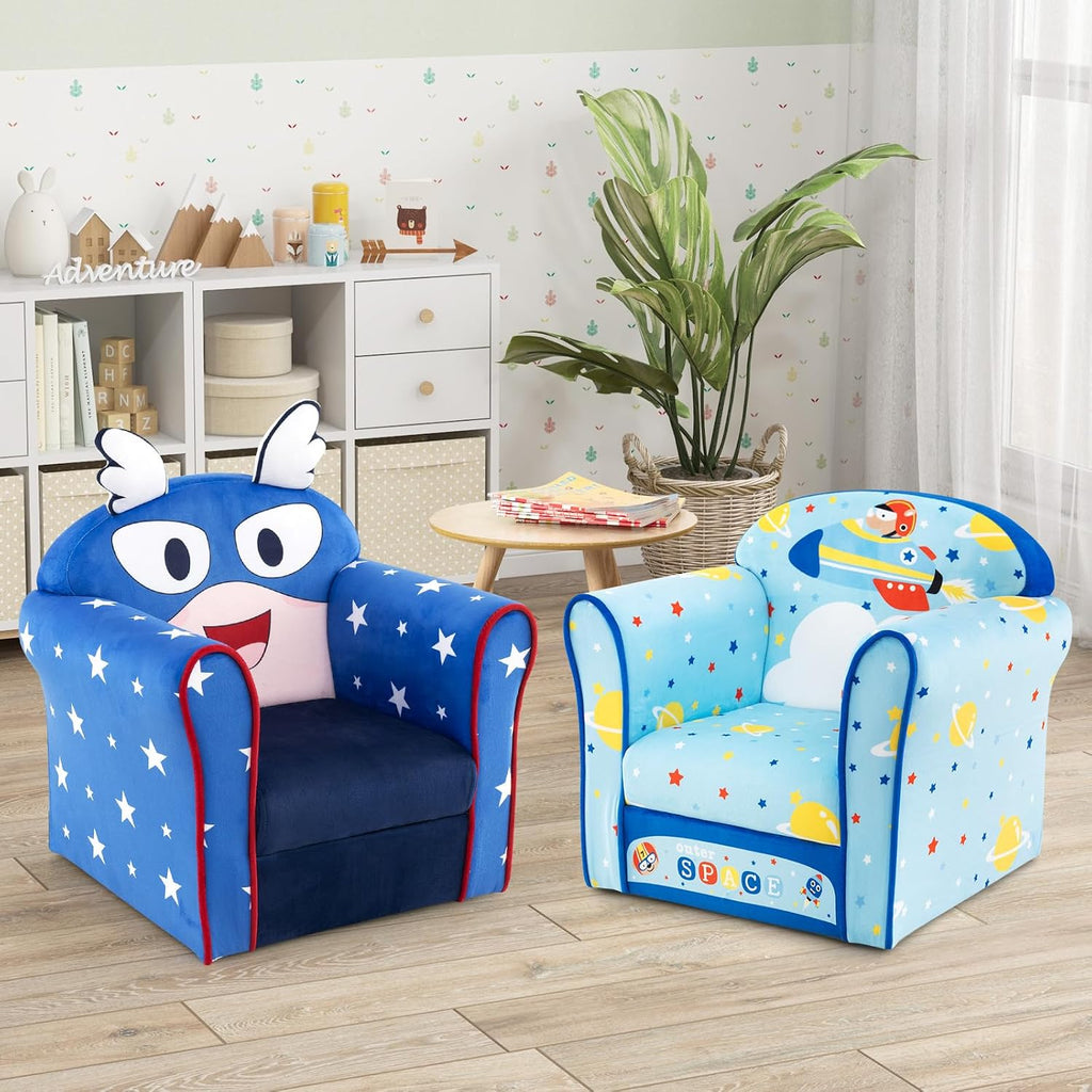 Costzon Kids Couch, Children's Sofa Armrest Chair with Pattern, Toddler Furniture w/Sturdy Wood Construction, Preschool, Lightweight Kids Couch Sofa Chair for Boys & Girls Gifts, Flyman