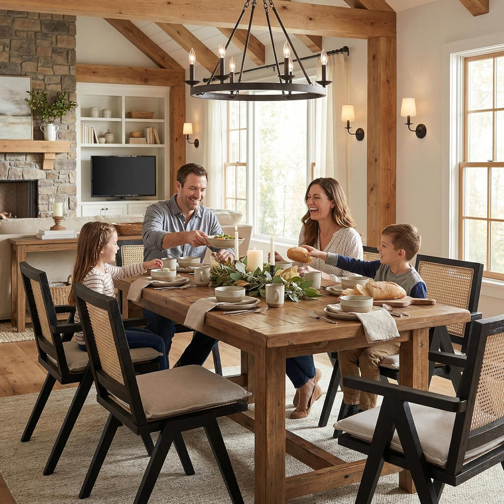 Hyfirm Rattan Dining Chairs Set of 4, Farmhouse Wicker Dining Chairs with Rem...