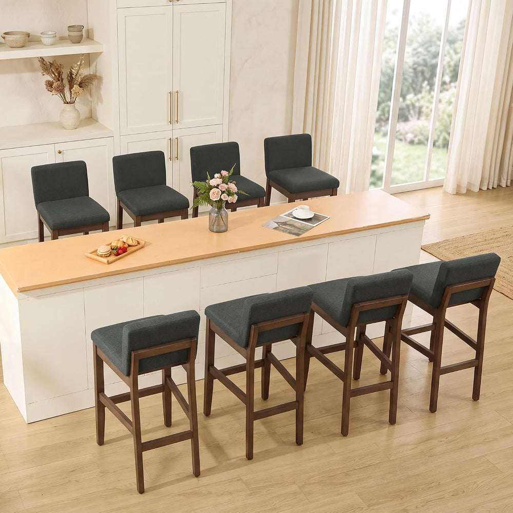 28.9 Inch Bar Stools Set of 4, Counter Height Bar Stools with Backs, Comforta...