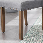 Upholstered Dining Chair Modern Stylish Parsons Kitchen Diner High Back with Bronze Nailhead Trim & Wood Legs, Set of 2, Grey