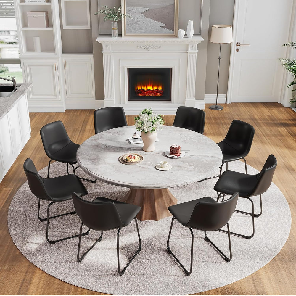 Dining Chairs Set of 4, 18in PU Leather Modern Kitchen Chairs, Black