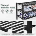 Smiry Shoe Rack, 4 Tier Thick Bamboo Shoe Organizer, Stackable Free Standing Wooden Shoe Storage Shelf for Closet, Entryway, Front Door Entrance, Black