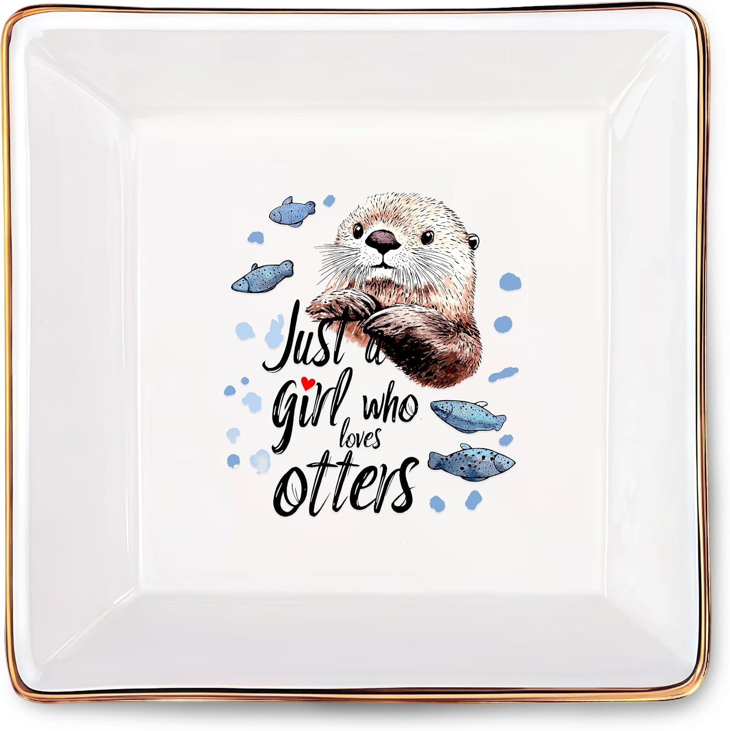 Otter Jewelry Ring Holder Dish Tray, Gifts For Women Teens Girls, Otter Lovers Themed Stuff Things Decor Merch Home Room Ring Earrings Necklace Organizer Holder!