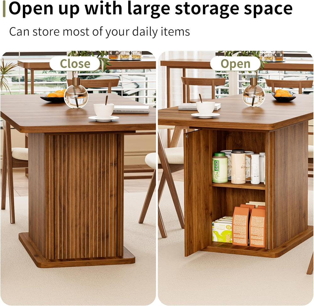 Extendable Kitchen Dining Table for 4-6, 47-65 Inch Rectangle Dining Room Tab...