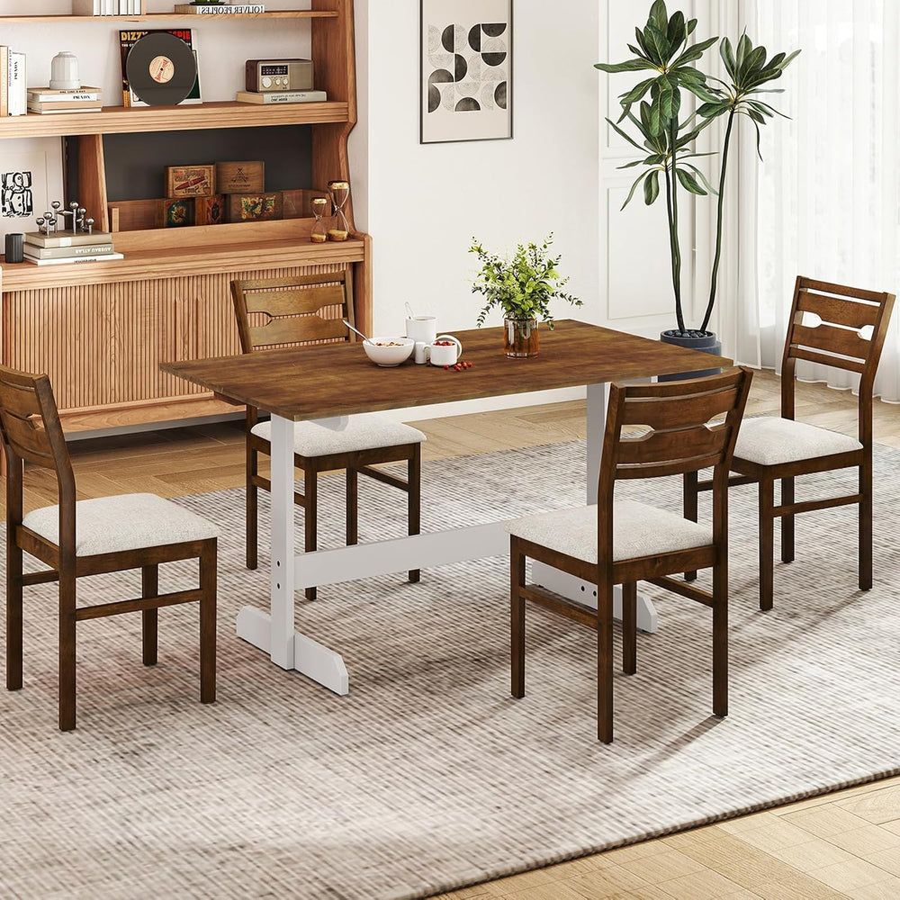 Tangkula 55 Inch Dining Table for 4-6 People, Rectangular Kitchen Table with ...