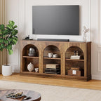 Tribesigns TV Consoles for Living Room, Television Stand for 55/60/65 Inch TV, Farmhouse Media Entertainment Center Stand with Storage Cabinets, Rustic Brown
