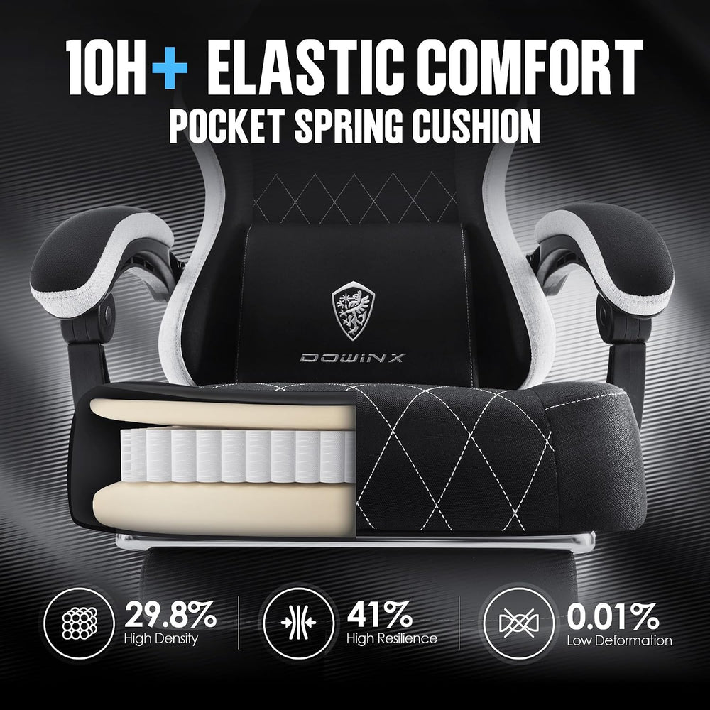 Dowinx Fabric Gaming Chair, Ergonomic Computer Chair with Footrest and Pocket...