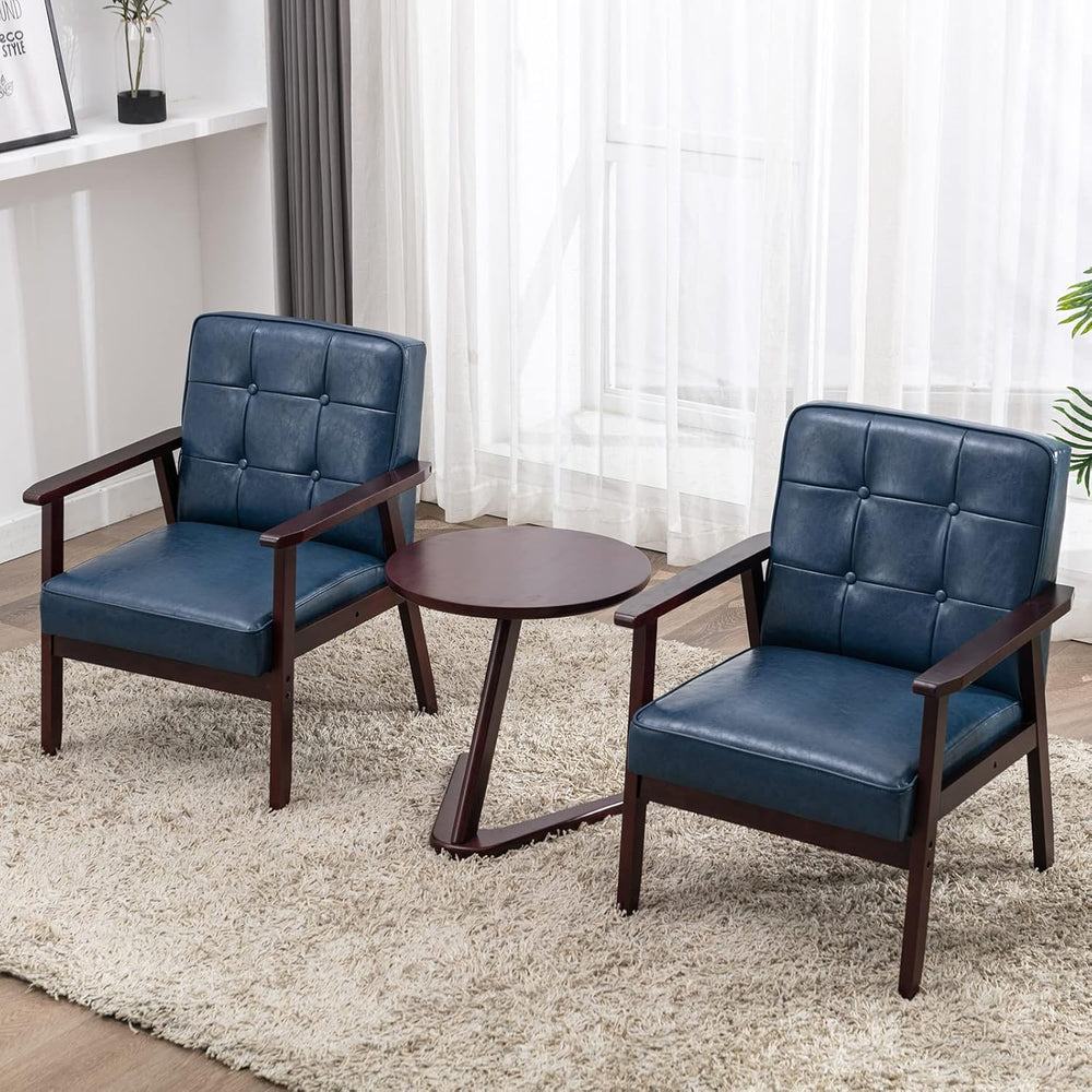 Okeysen Accent Chairs Set of 2 with Side Table, Mid Century Modern Accent Cha...