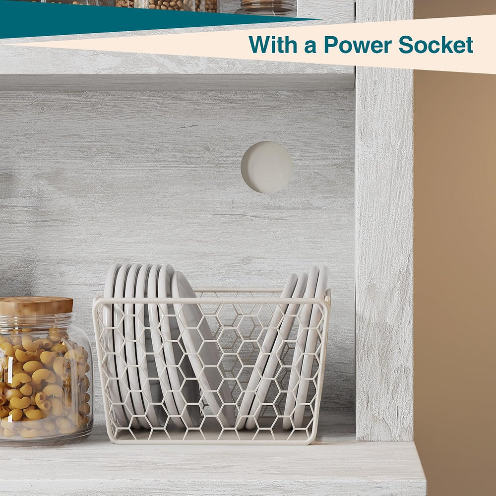 TrailBlaze Freestanding Pantry Cabinet with Microwave Stand - Coffee Bar &amp...