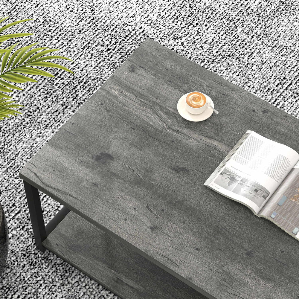 EXCEFUR Coffee Table, Rustic Wood and Metal Center Table for Living Room, 39....