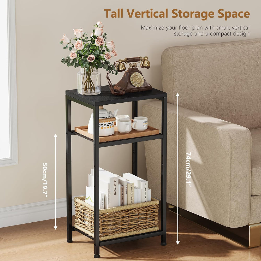 Heybly Small Side Table Set of 2, Tall End Table with Adjustable Shelf, Telep...