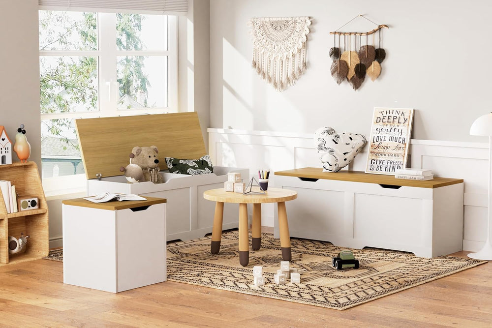 L-Shape Storage Bench with Cushion, 3-Pcs Large Capacity Entryway Chest Corne...