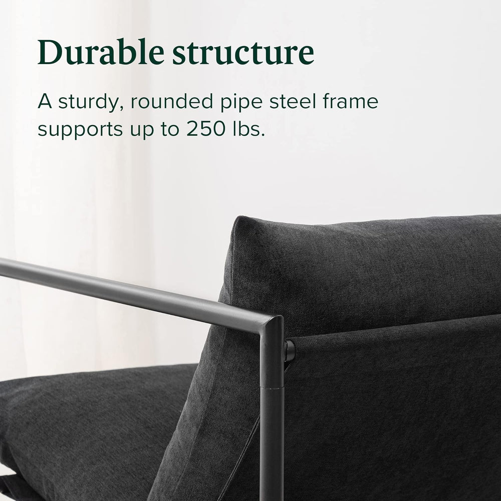 Zinus Aidan Sling Accent Chair, Metal Framed Armchair with Shredded Foam Cush...