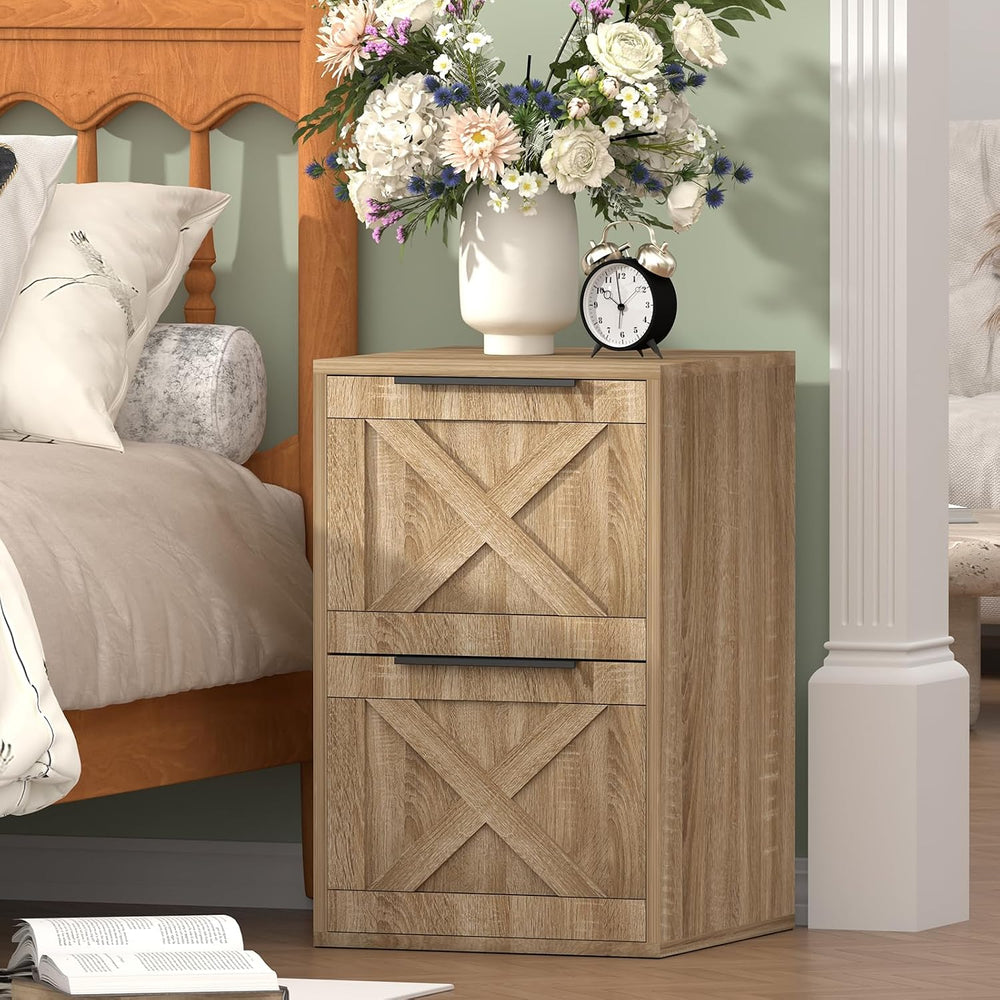 File Cabinet, Wood Filing Cabinet with 2 Drawers for Home Office | Printer St...