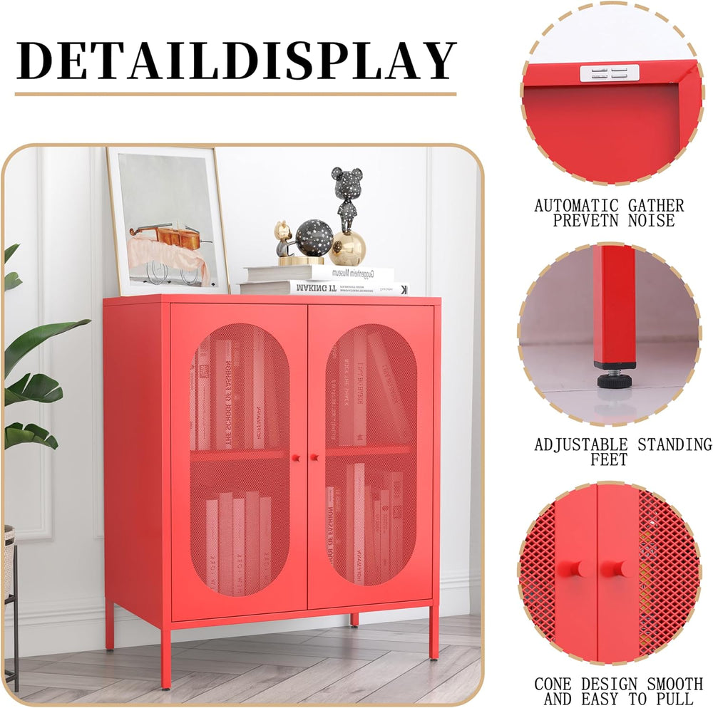2 Door Accent Cabinet,Metal Storage Cabinet with Adjustable Shelf,Buffet Side...