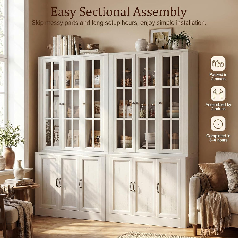 80" Modular Kitchen Pantry Cabinet, 2-in-1 Freestanding Tall Pantry Cabi...