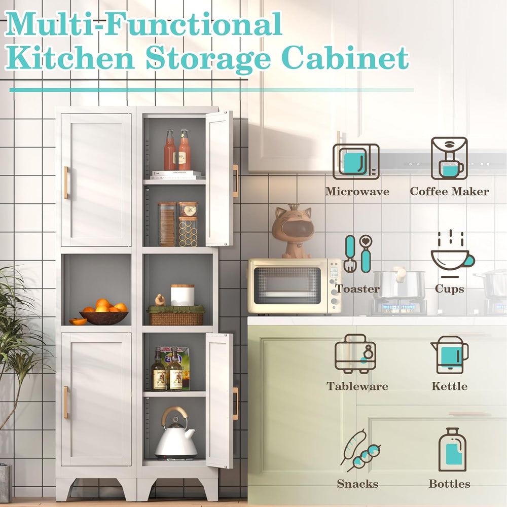 67" H Tall Bathroom Storage Cabinet with 2 Doors ＆Adjustable Shelves,Nar...