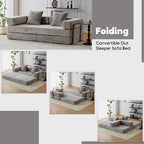 ZEIINPA Convertible Floor Sofa Bed with Fixed-Shape Frame, Modular Chenille Folding Mattress Couch with Armrest, Floor Sofa Lounge Couch for Living Room Bedroom Lounge Studio,Light Gray