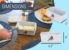 Nat & Jules Dean Crouser Ceramic Stoneware 1/2 Pound, 2 Sticks Butter Dish Airtight Bamboo Lid, Kitchen Accessory, Container Holder, Refrigerator Storage, Countertop Organization, Watercolor Bluebird