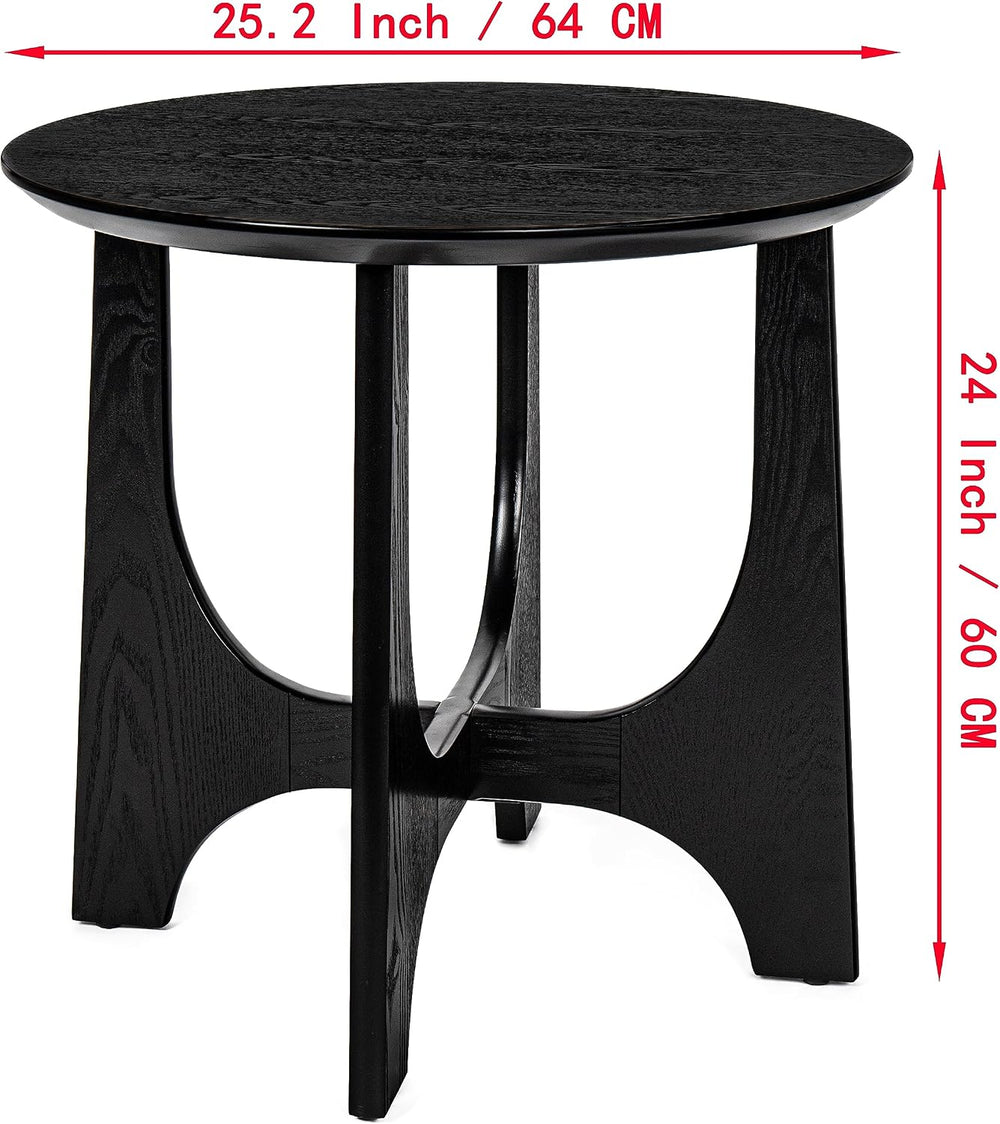 25" Round End Table, Wooden Side Table,Night Stand for Living Room,Recep...
