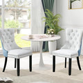 3-Pieces 31.5" Round Dining Table Set for 2, White Dining Table & PU & Velvet Upholstered Dining Chairs Set of 2 for Kitchen Dining Room Apartment Small Space(Blue & White Chairs)